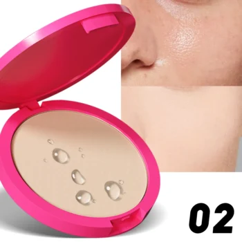 Natural Matte Pressed Powder Oil Control Brighten Whitening Face Base Foundation Compact Concealer Makeup Cosmetics